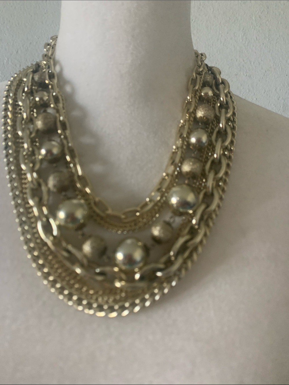 VTG Gold Multi-Row Statement Necklace - Gold Color